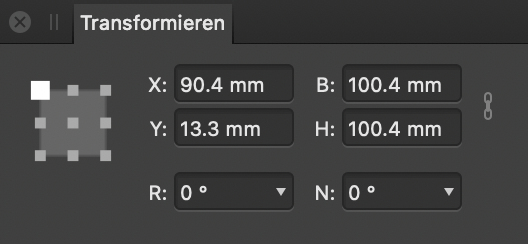 Das Panel "Transformieren"