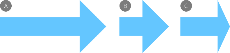 arrow resized with and without fixed head proportions