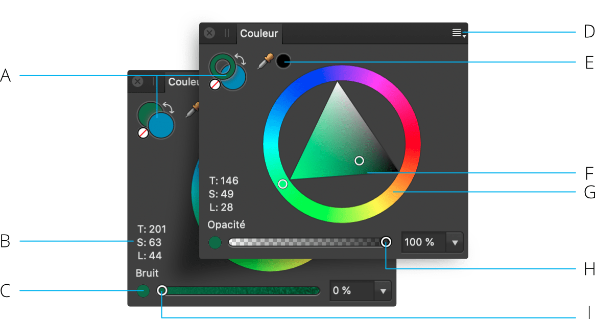 Panneau des couleurs