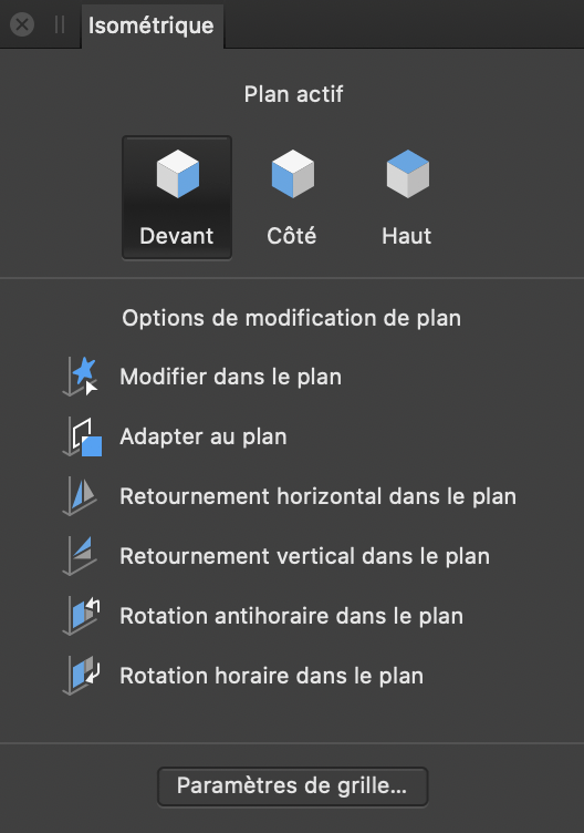 Sous-fenêtre Isométrique