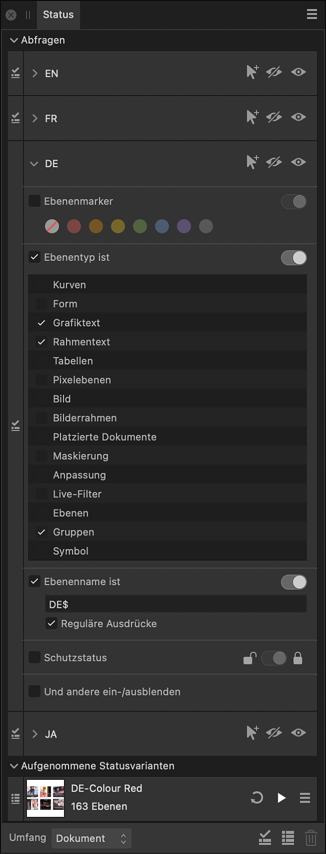 Das Status-Panel