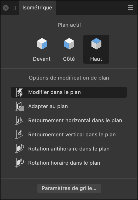 Sous-fenêtre Isométrique