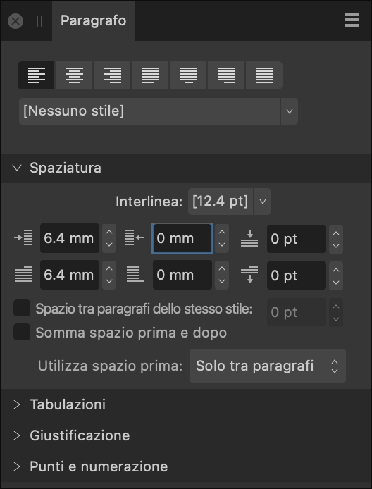 Pannello Paragrafo