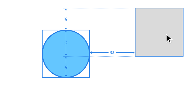 Measuring guides between objects