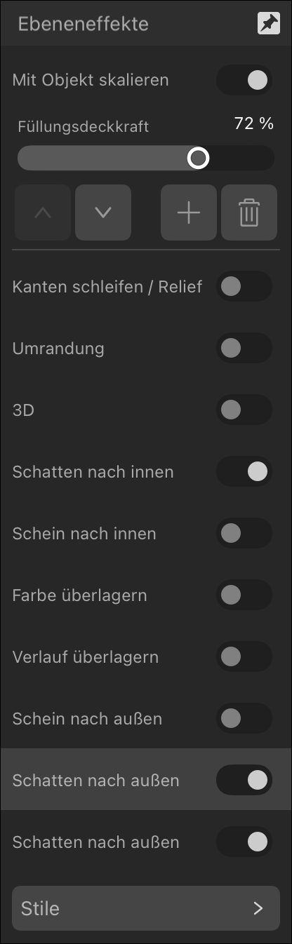 Das Panel "Ebeneneffekte"