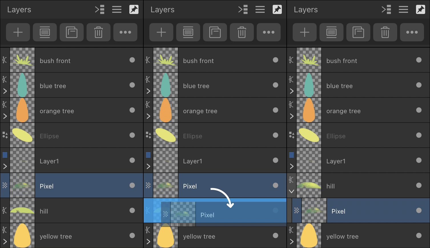 Clipping in Layers panel