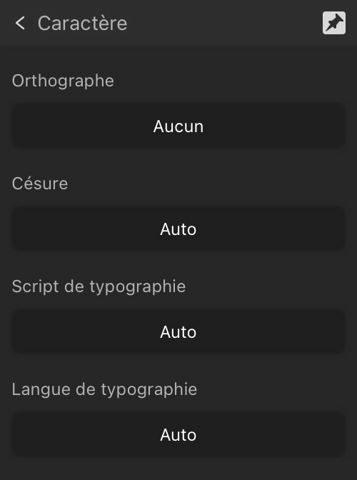 Sous-section Langue développée