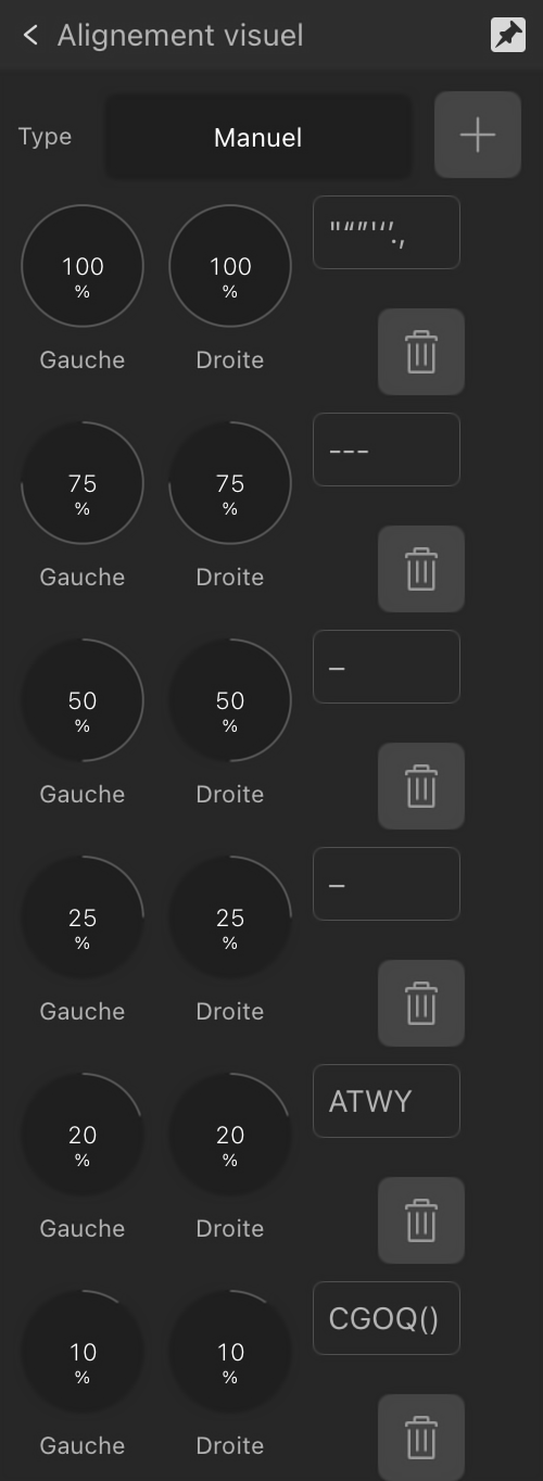 Sous-section Alignement visuel développée