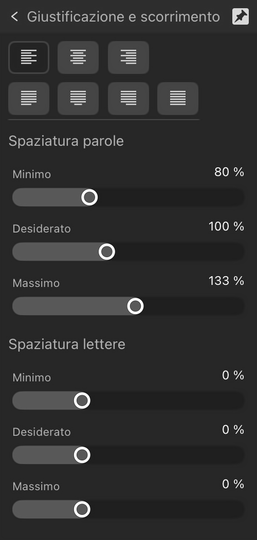 Sezione Giustificazione e flusso espansa