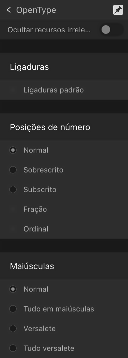 Subseção expandida OpenType