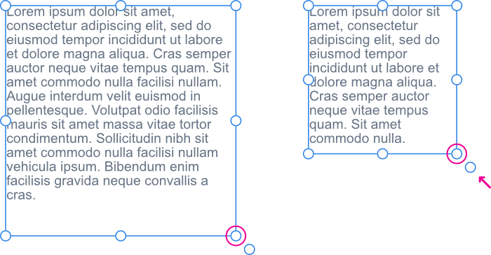 Modificación de tamaño del marco de texto