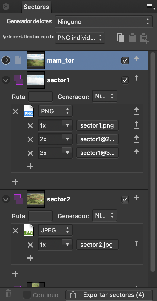 Panel Sectores (Persona Exportación)