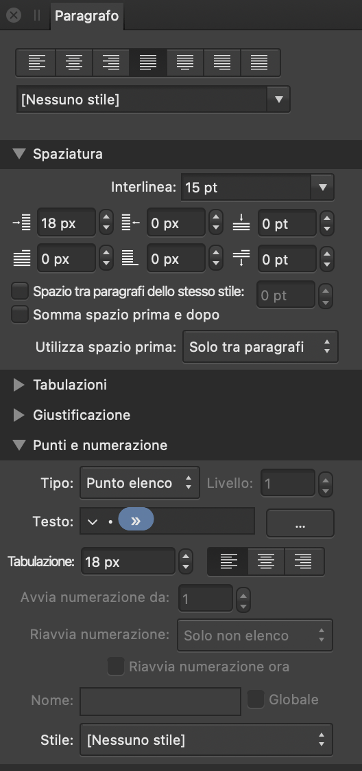 Pannello Paragrafo