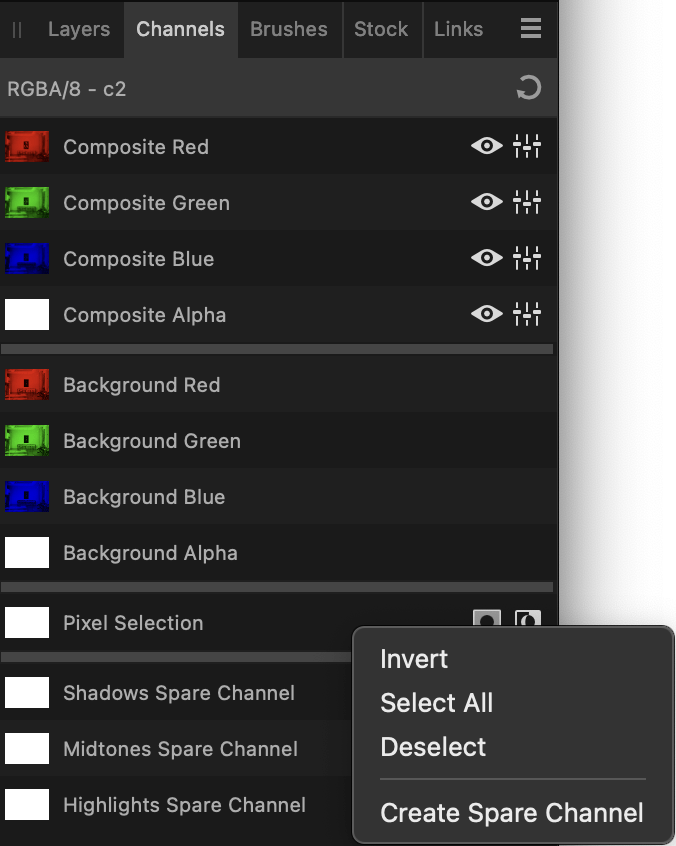 Channels panel