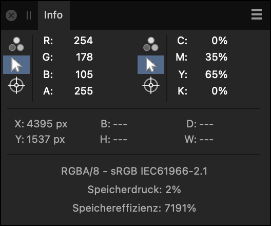 Das Panel "Info"