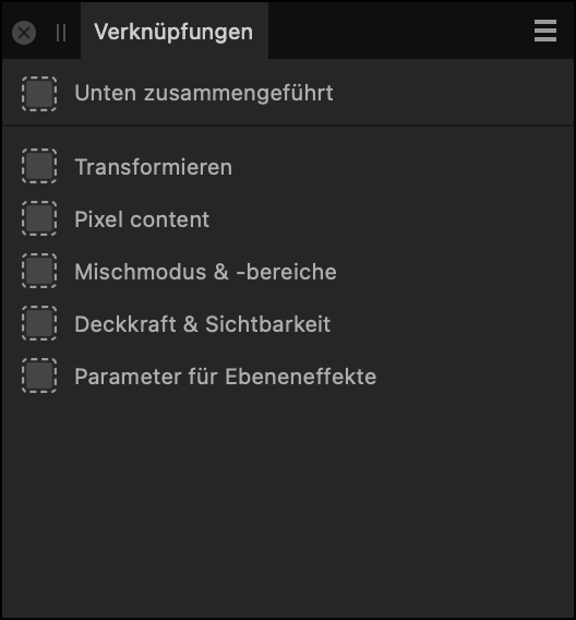 Das Panel "Verknüpfungen"