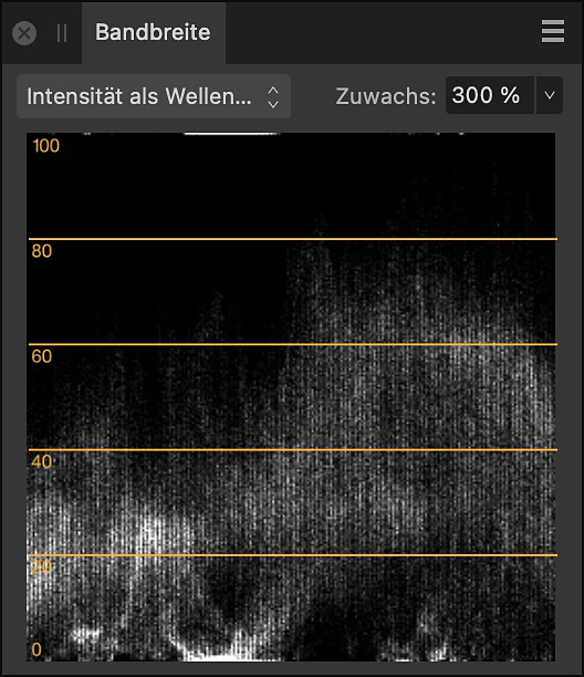 Intensität als Wellenform im Panel "Bandbreite"