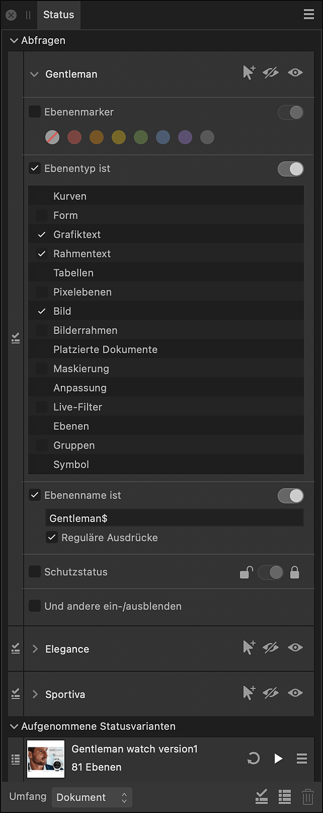 Das Status-Panel