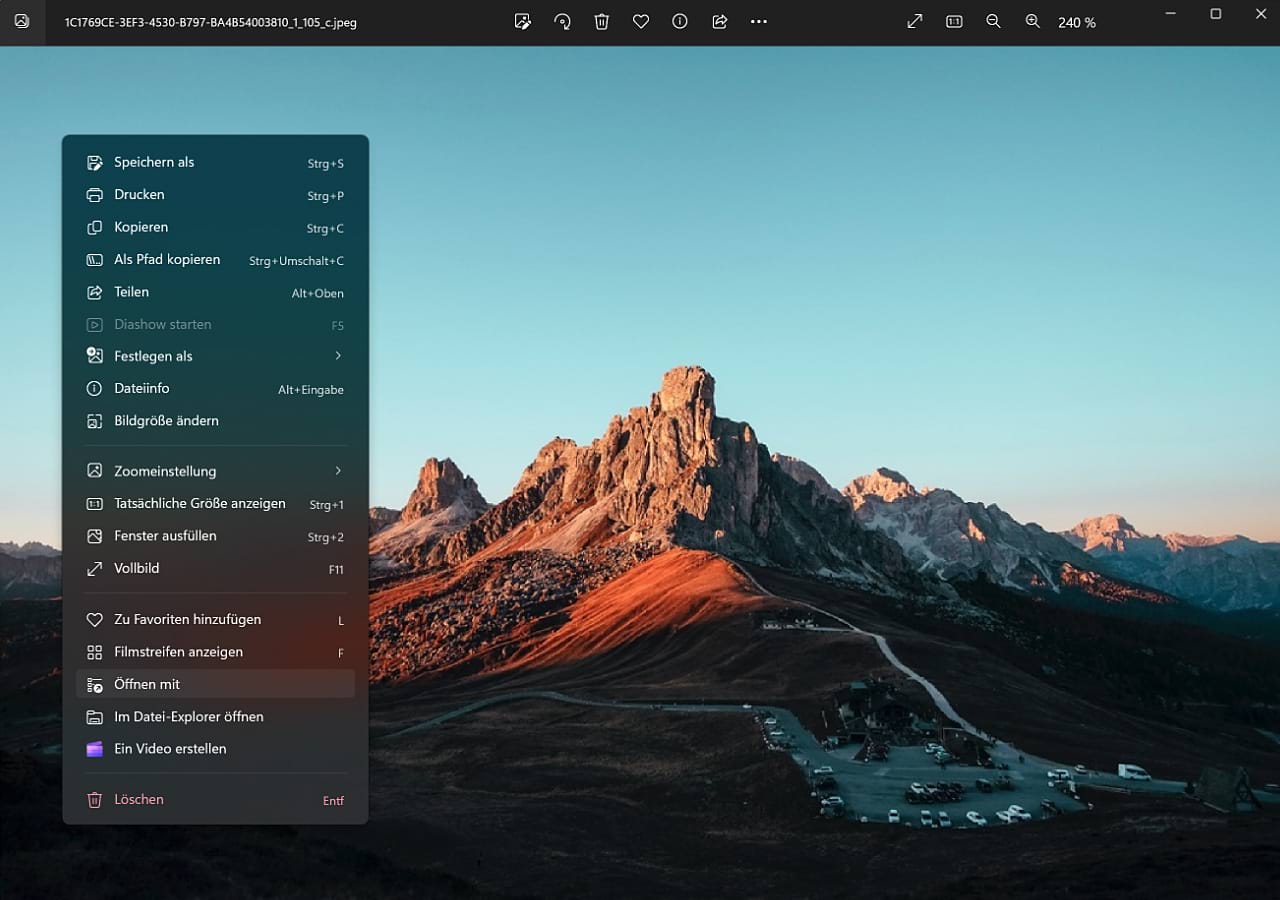 Windows Fotos - Öffnen mit