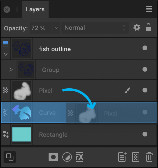 Clipping in Layers panel