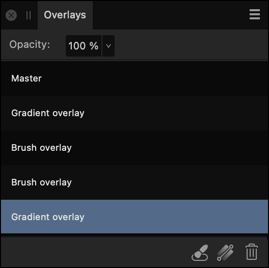 Overlays panel