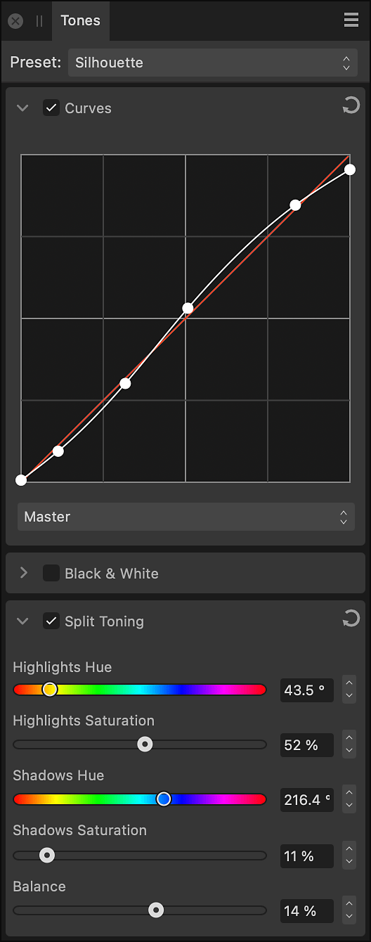 Tones panel in the Develop Persona