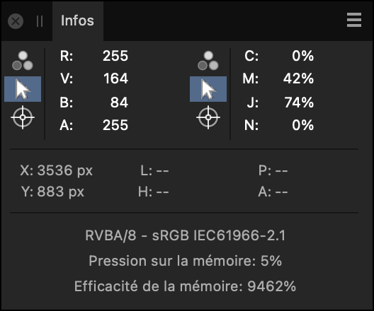 Sous-fenêtre Infos