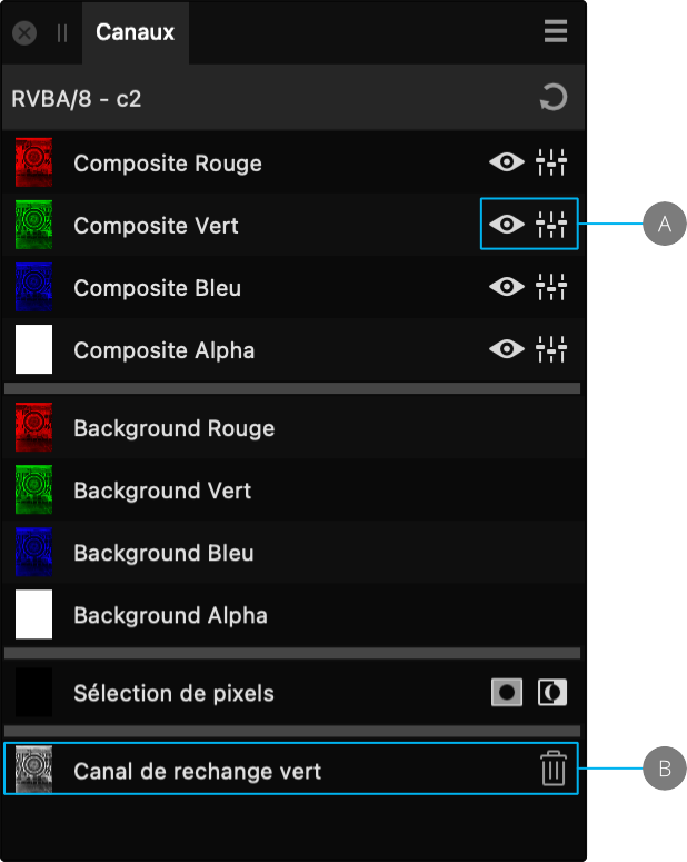 Séparation des canaux de couleur d’une image RVB.