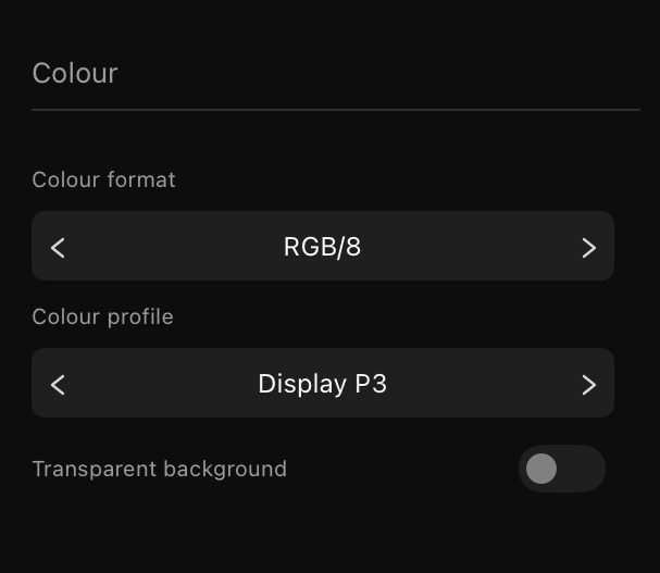 Colour settings