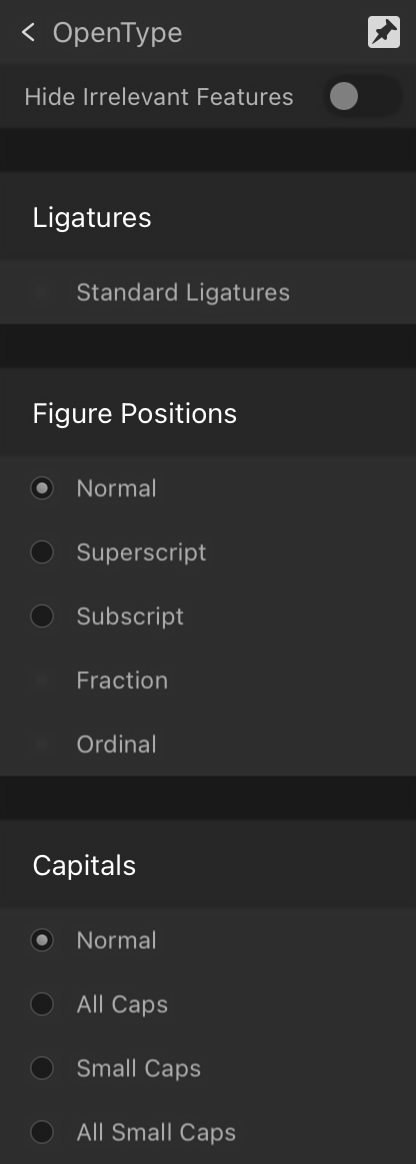 Expanded OpenType subsection