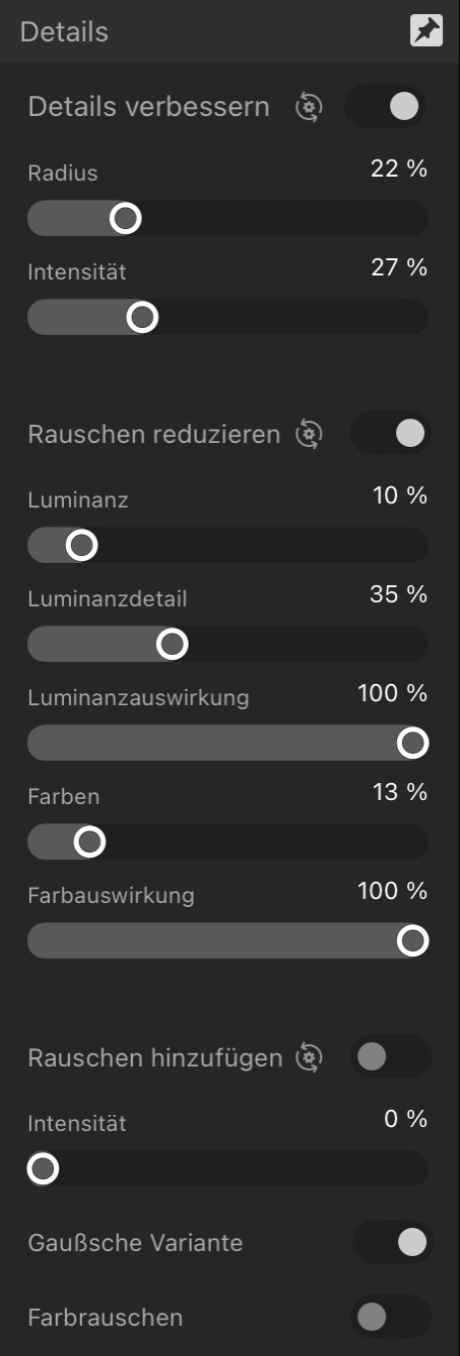 Das Panel "Details" (nur für die Develop Persona)