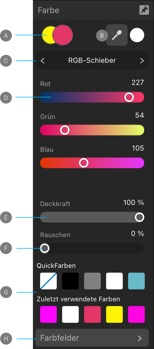 Das Panel "Farbe"