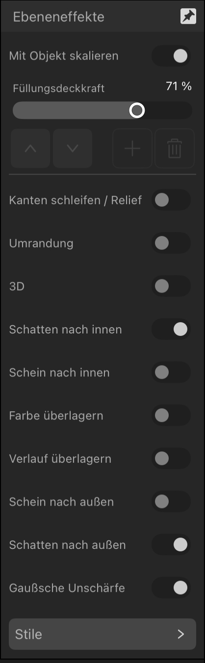 Das Panel "Ebeneneffekte"