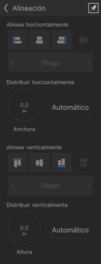 Opciones de alineación