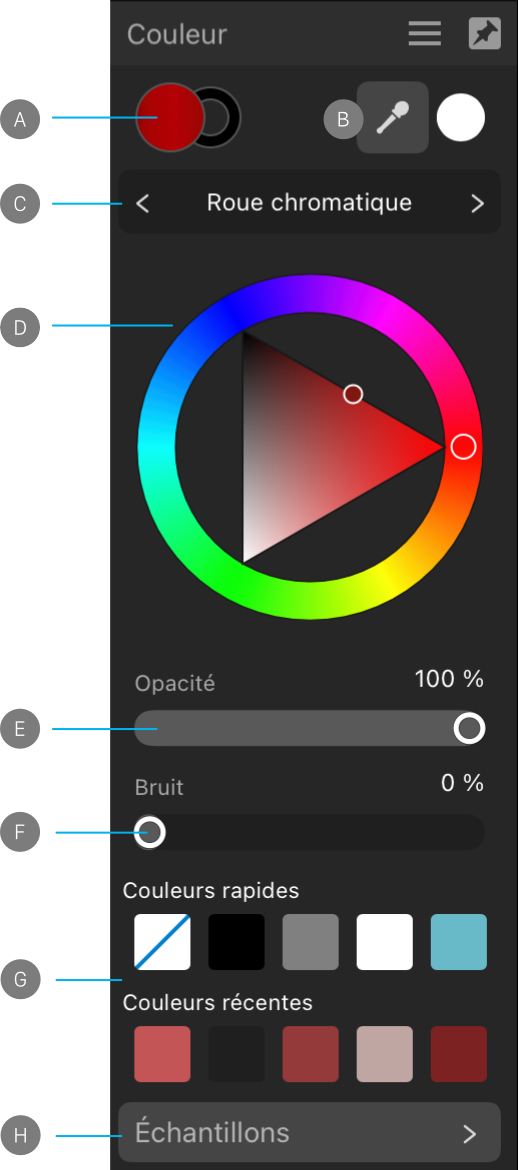 Panneau des couleurs