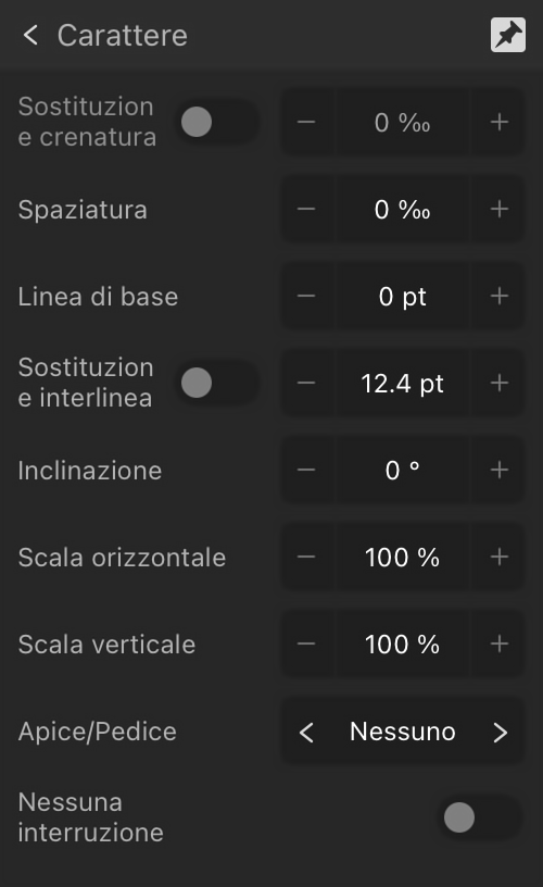 Sottosezione Posizionamento espansa