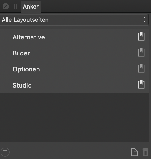 Das Panel "Anker"