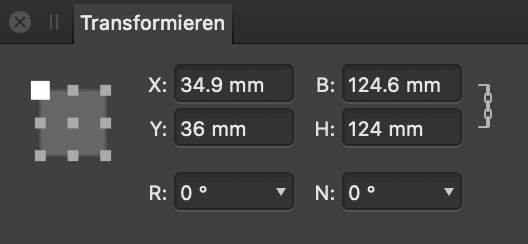 Das Panel "Transformieren"