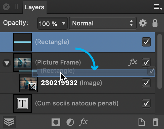 Clipping in Layers panel