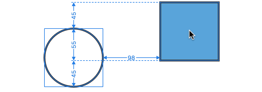 Measuring guides between objects