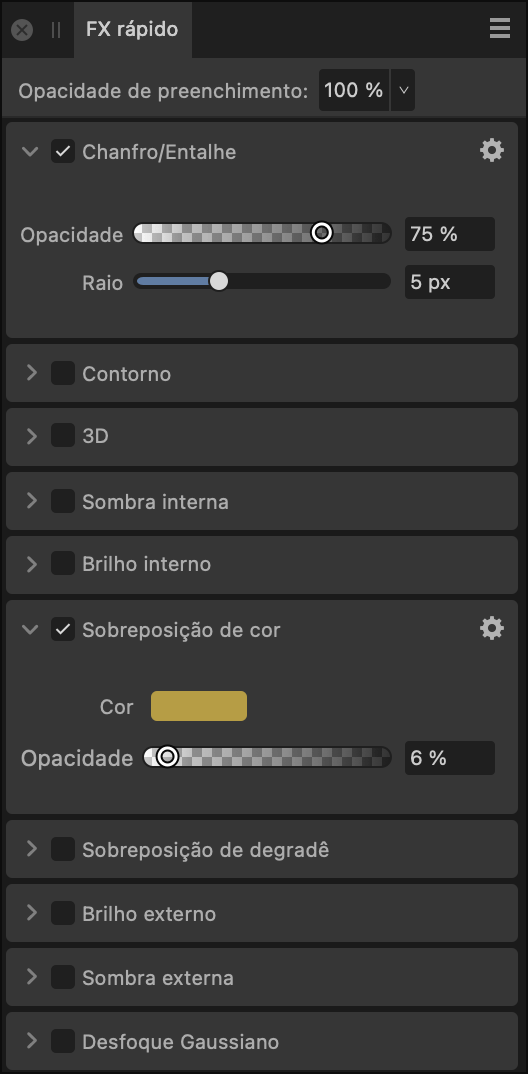 Painel FX rápido