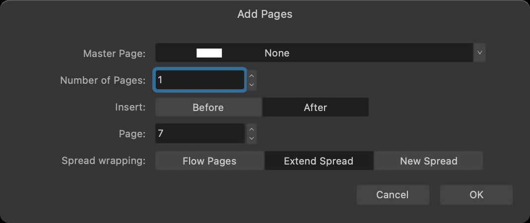 Extending an existing spread of publication pages