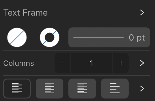 Text Frame options on panel