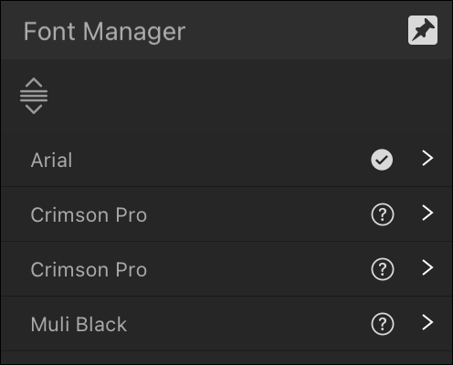 Font Manager panel