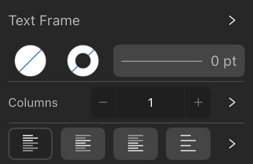 Text Frame options on panel