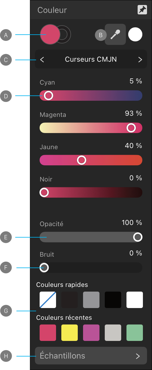 Panneau des couleurs