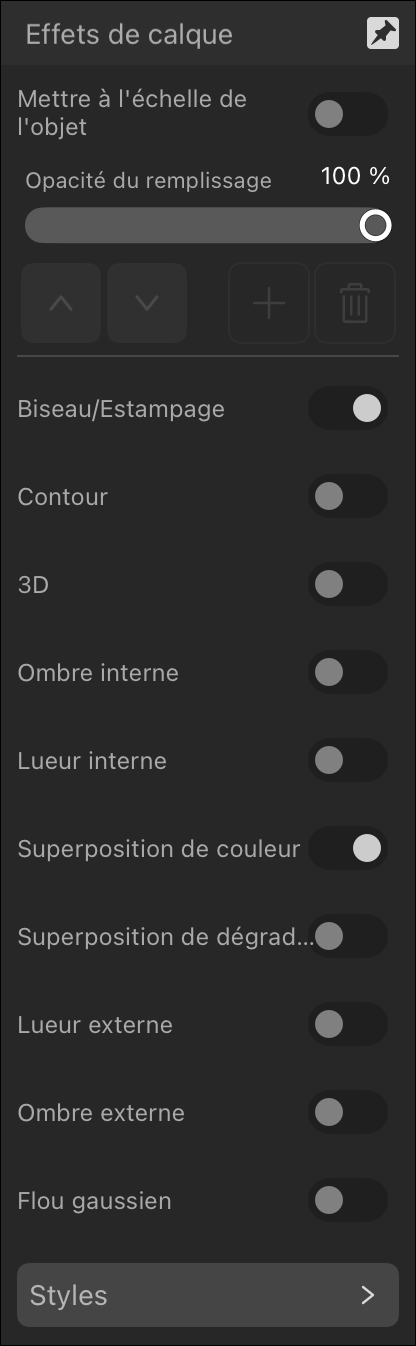 Sous-fenêtre Effets de calque