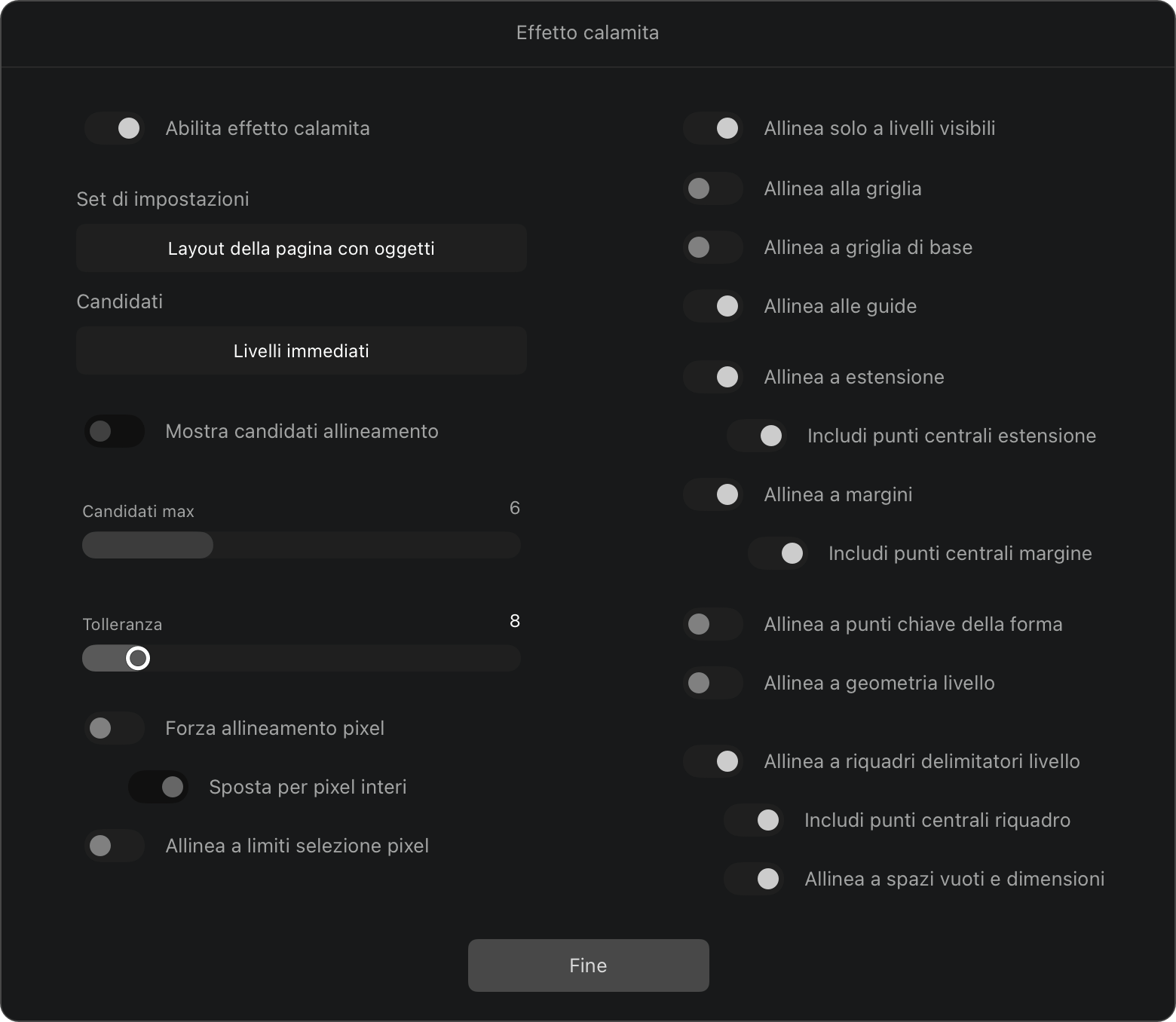 Opzioni di Effetto calamita