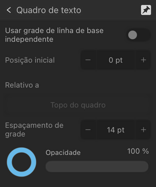 Seção expandida Grade de linha de base