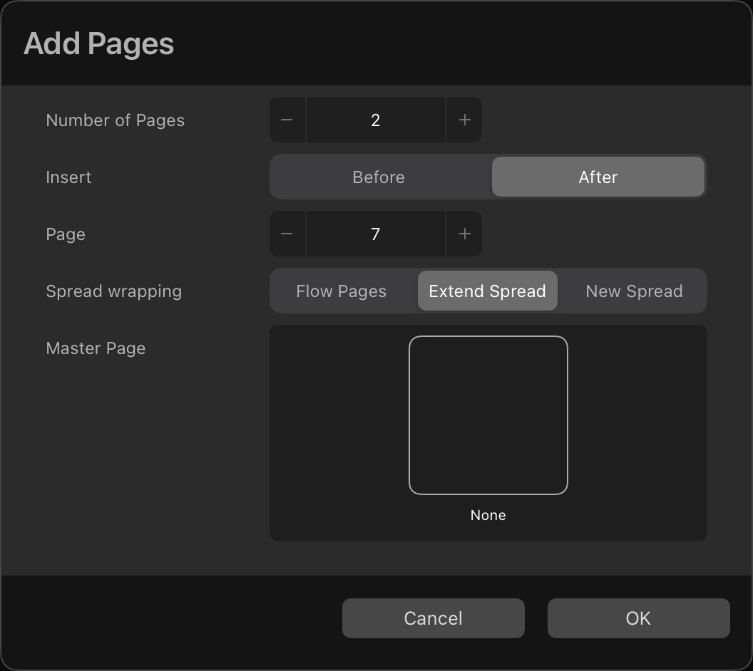 Extending an existing spread of publication pages